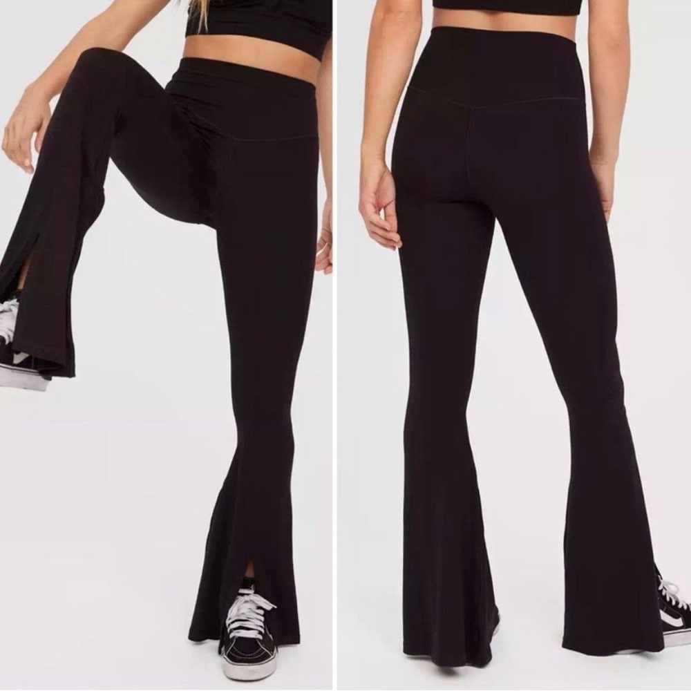 Aerie AE Offline High Waisted Flared Legging with Front Slit